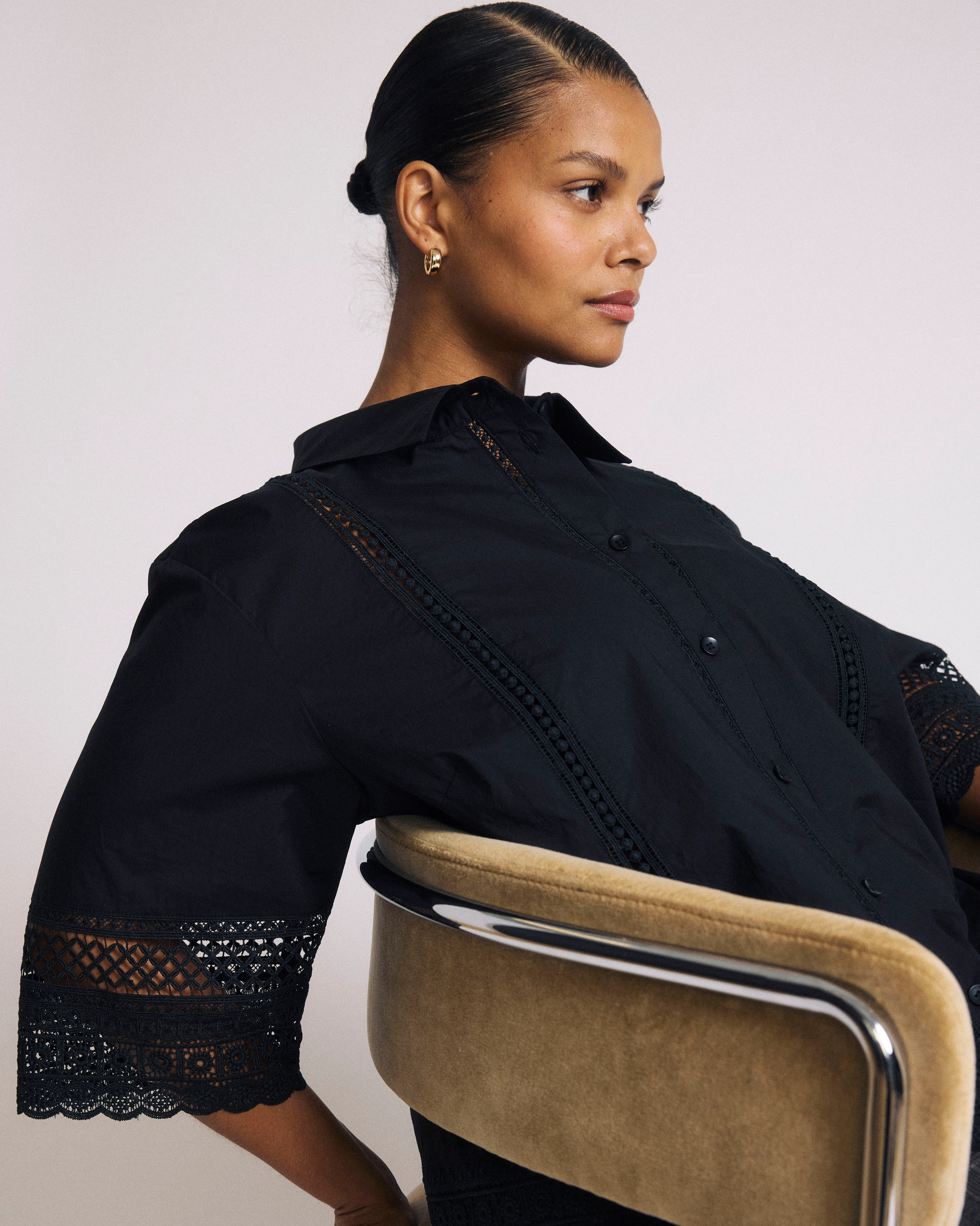 Dora Cotton Poplin Blouse - Black