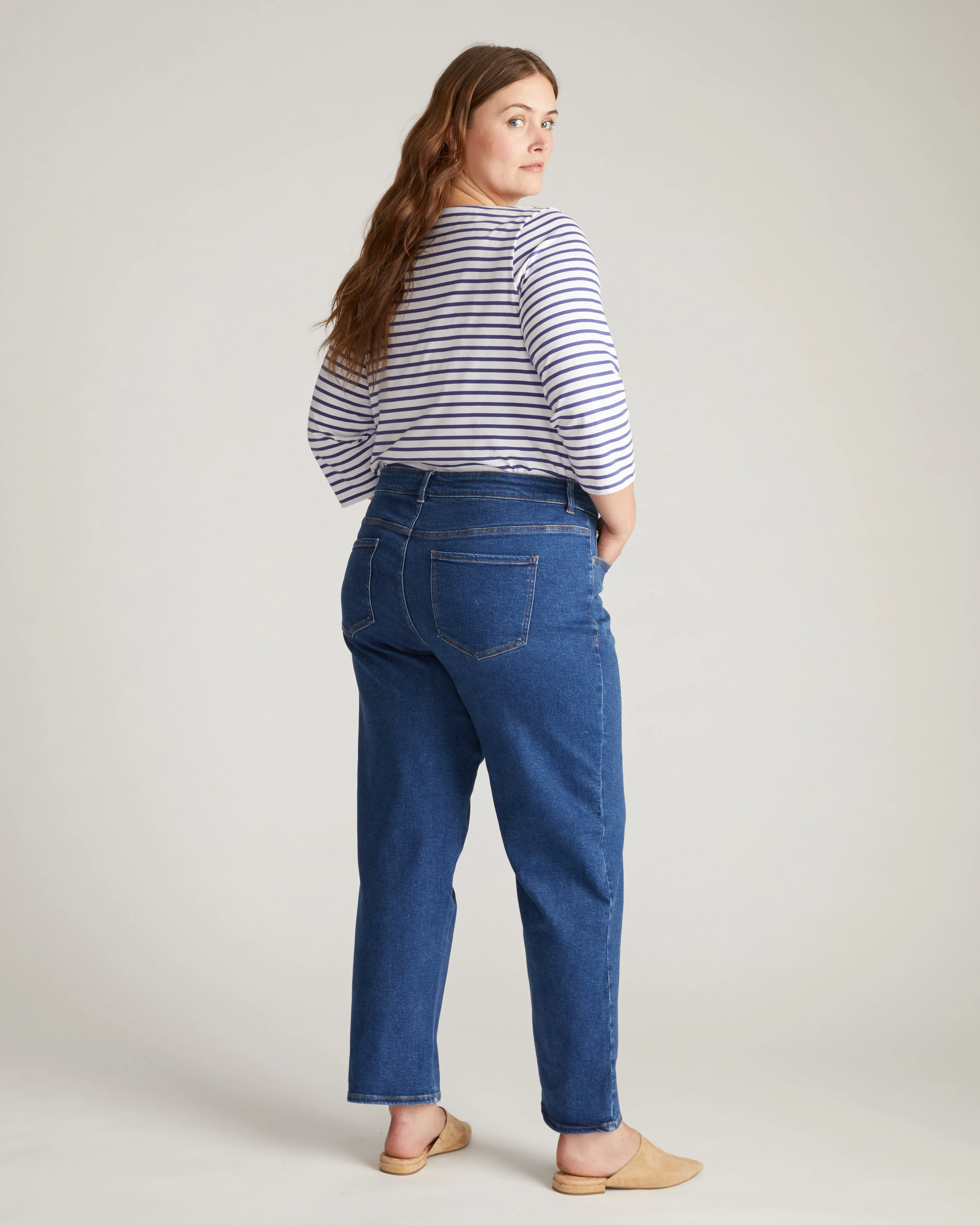 Etta High Rise Straight Leg Jeans 31 Inch - Aged Indigo - Image 3