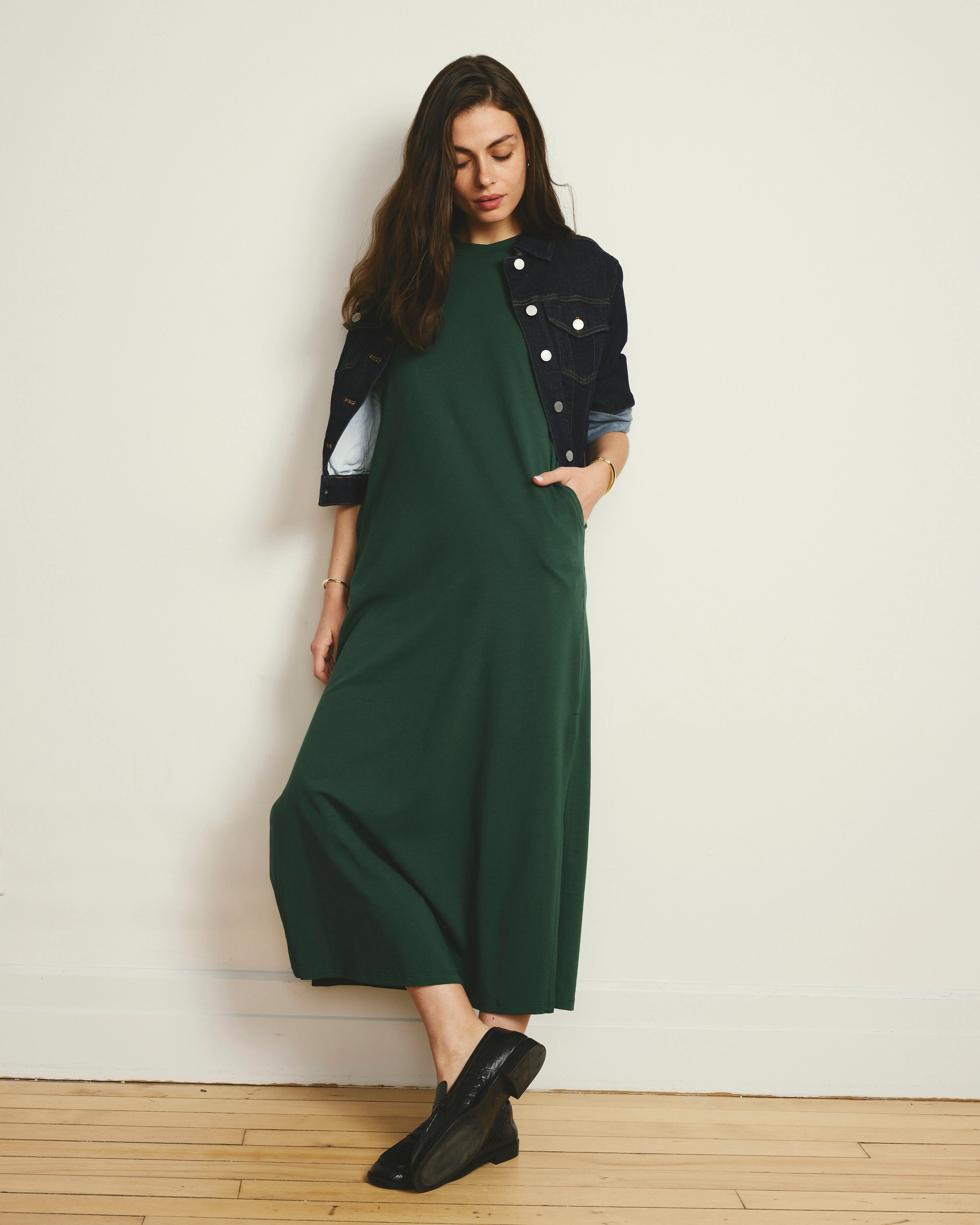 Halie Maxi T-Shirt Dress - Conifer