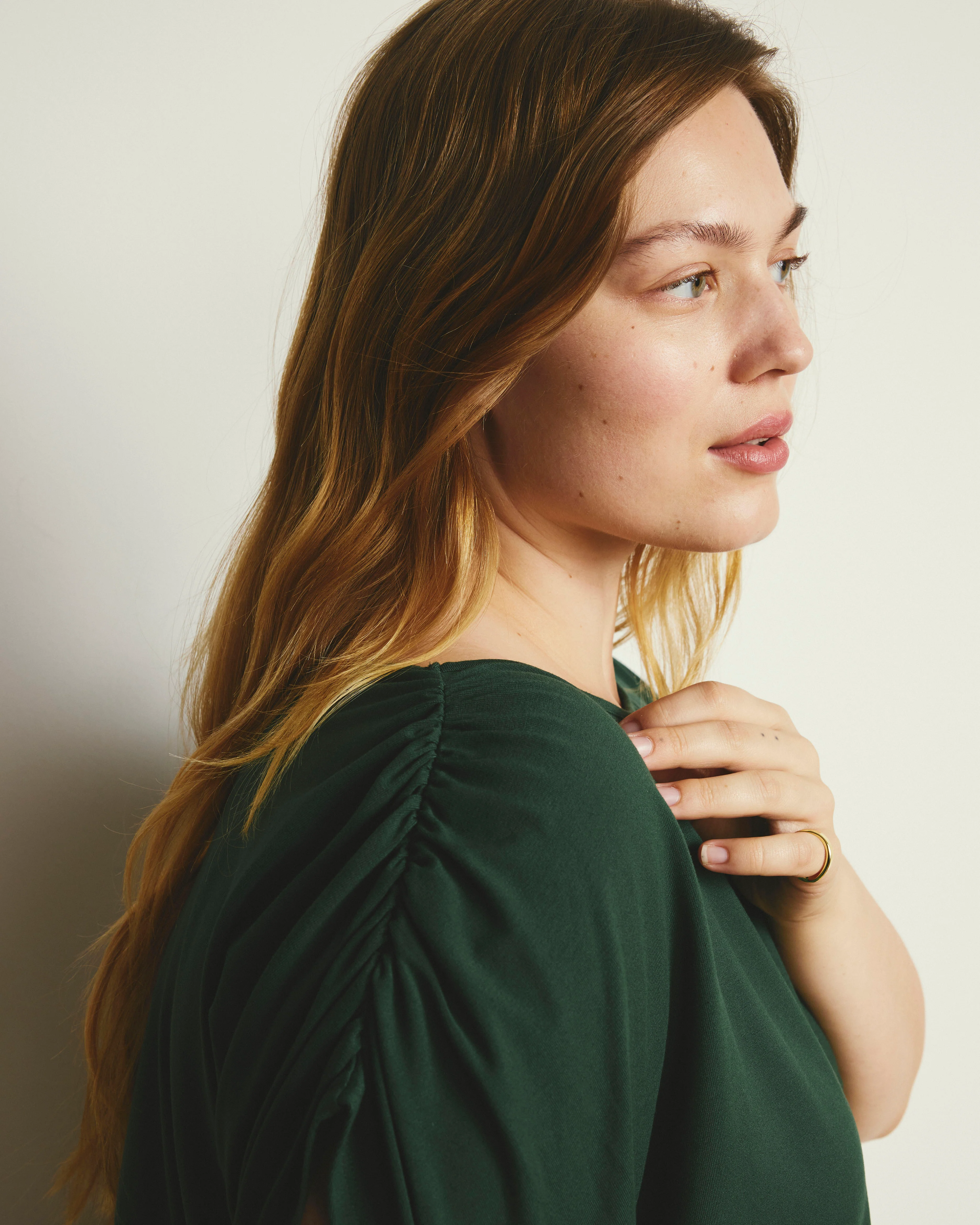 Helena Divine Jersey Gathered Tee - Conifer