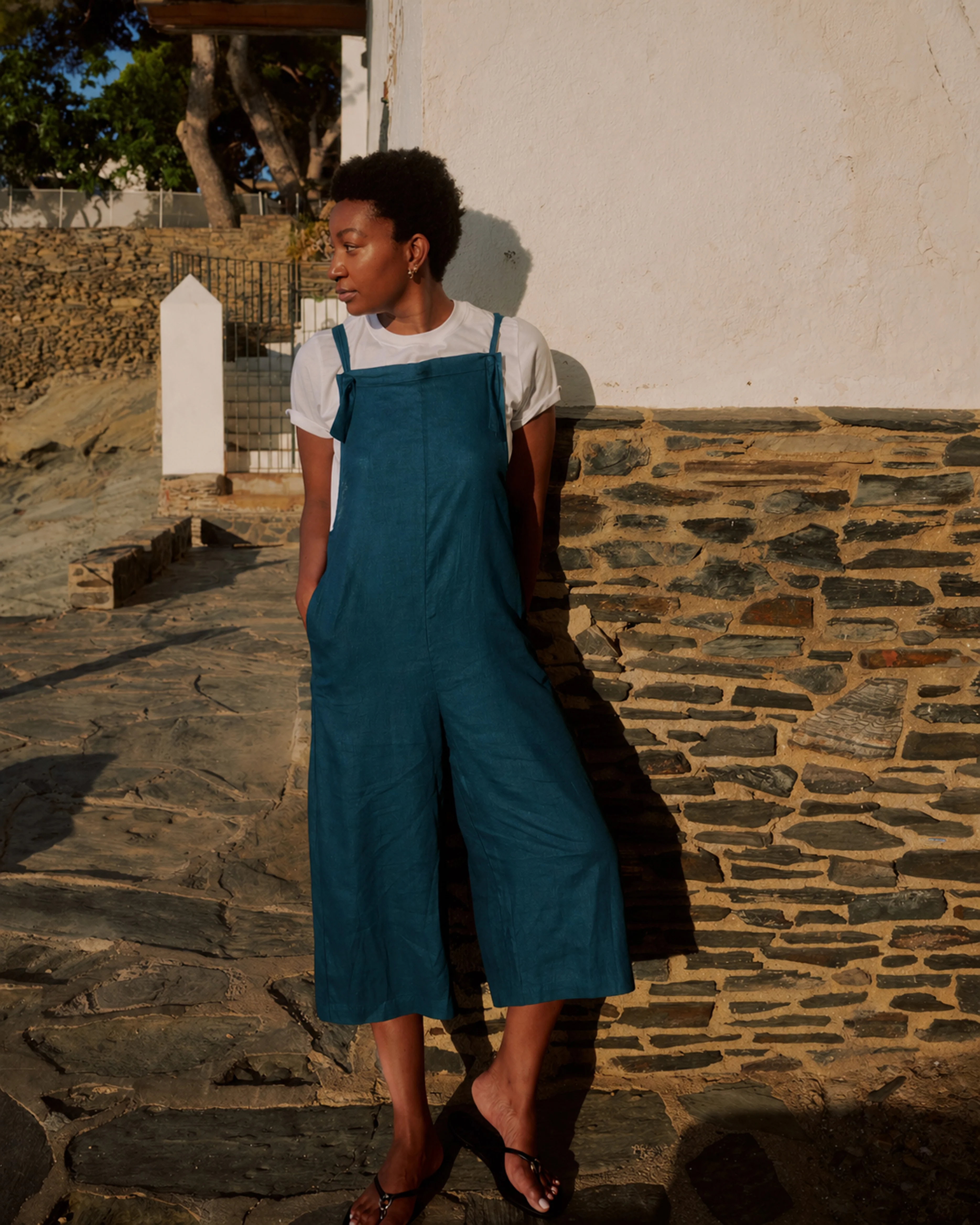 Kora Linen Overalls - Ink Blue