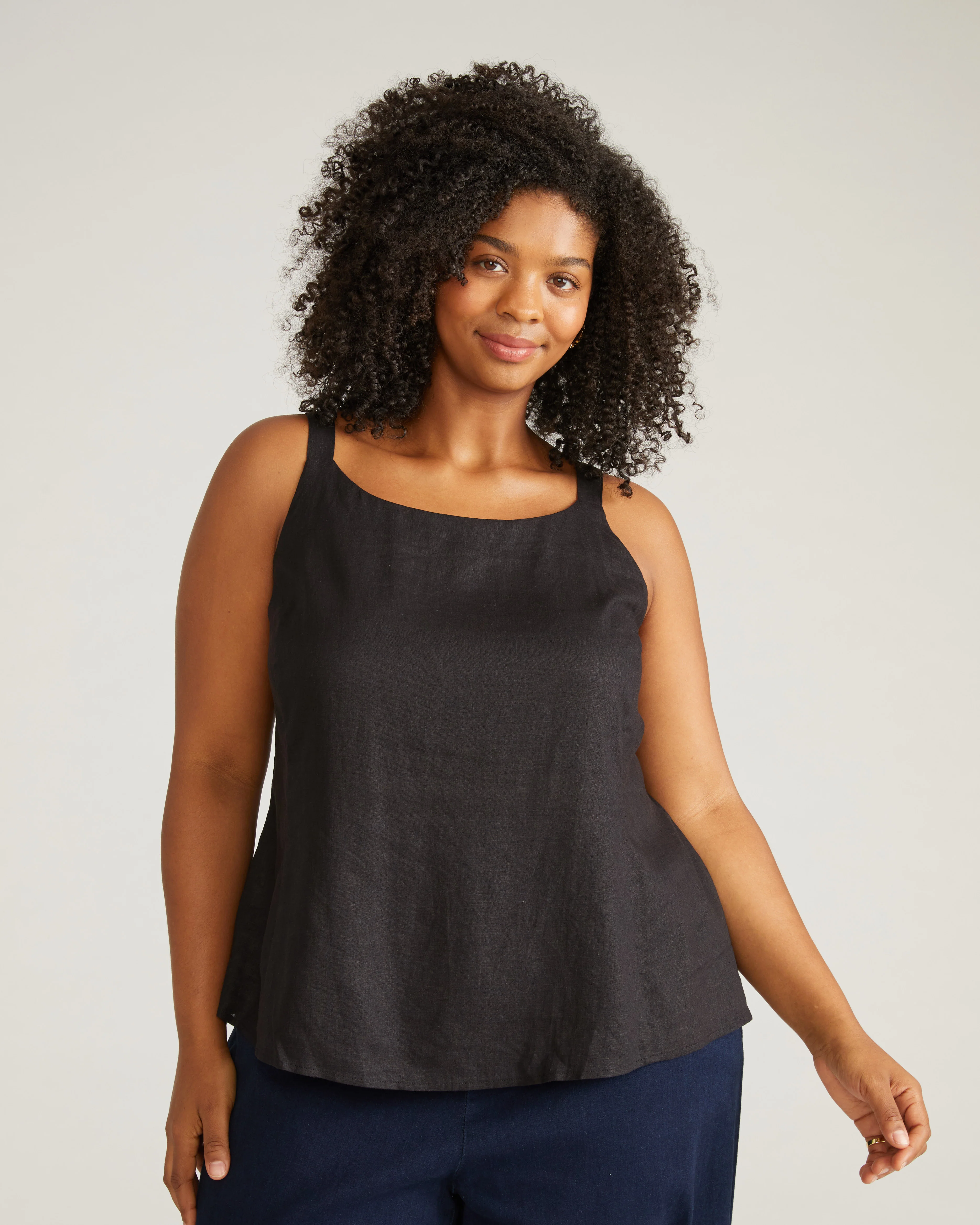 Kuki Sleeveless Linen Top - Black