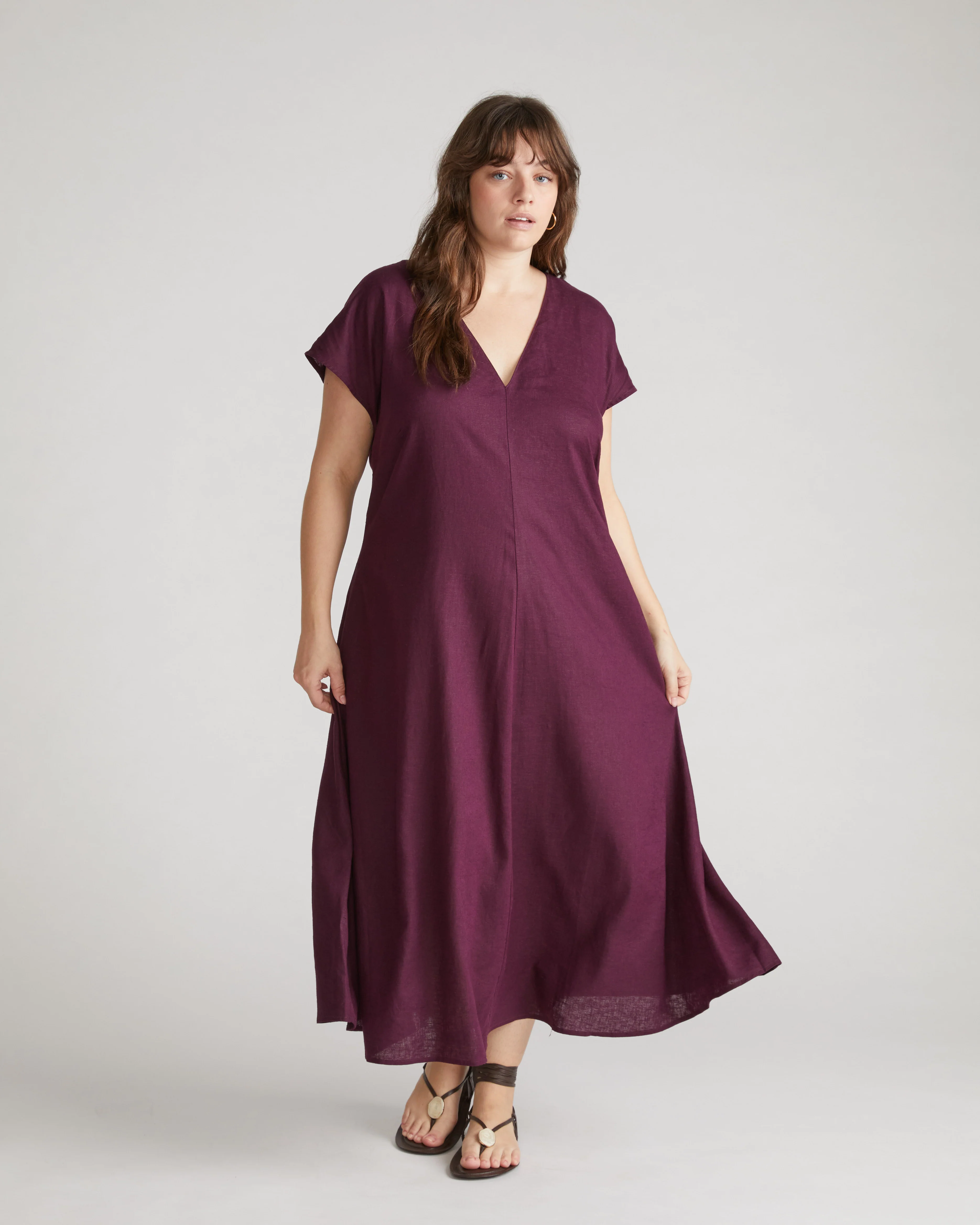 Louvre Bow Back Linen Dress - Acai - Image 2