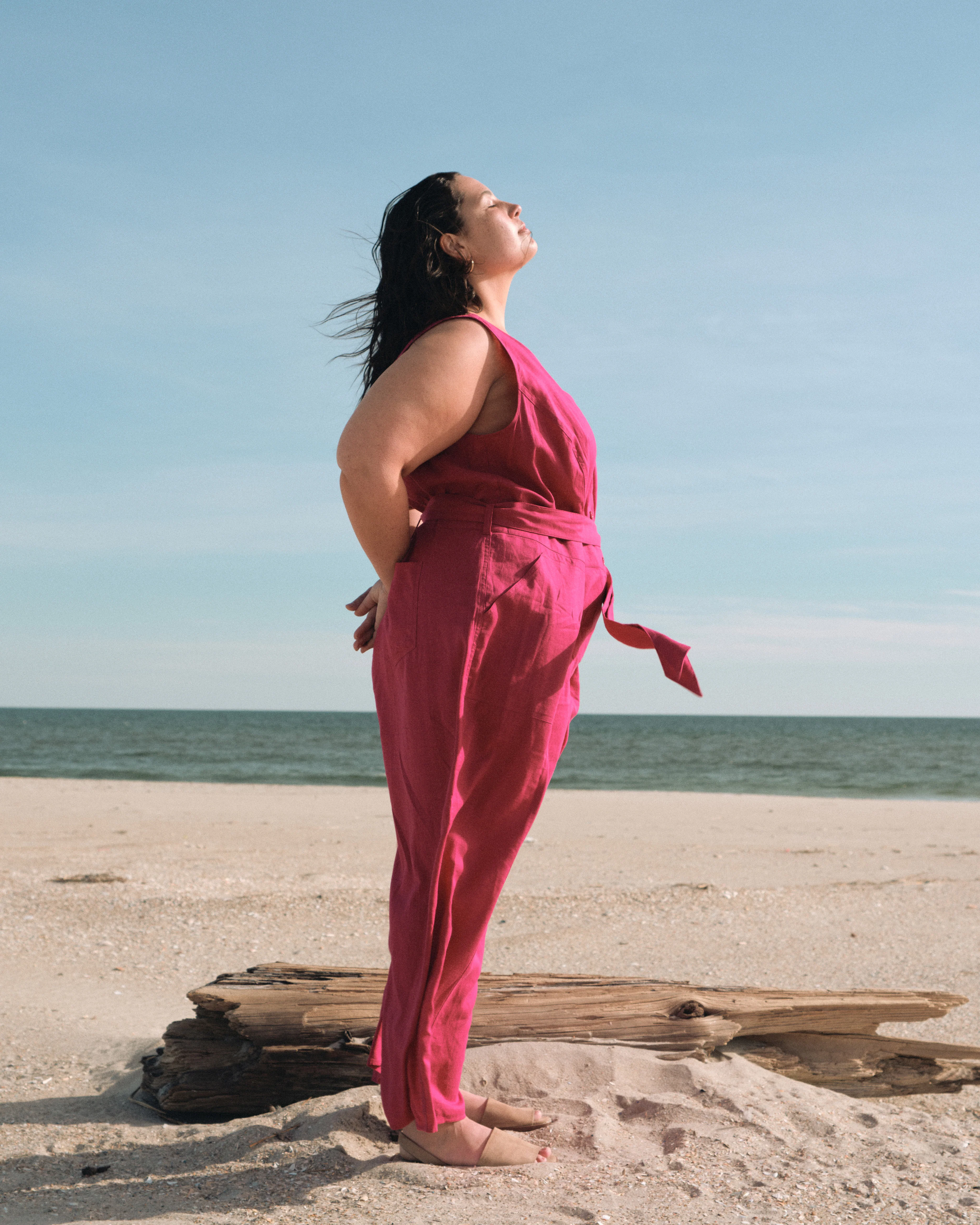Matilda Linen Jumpsuit - Cerise