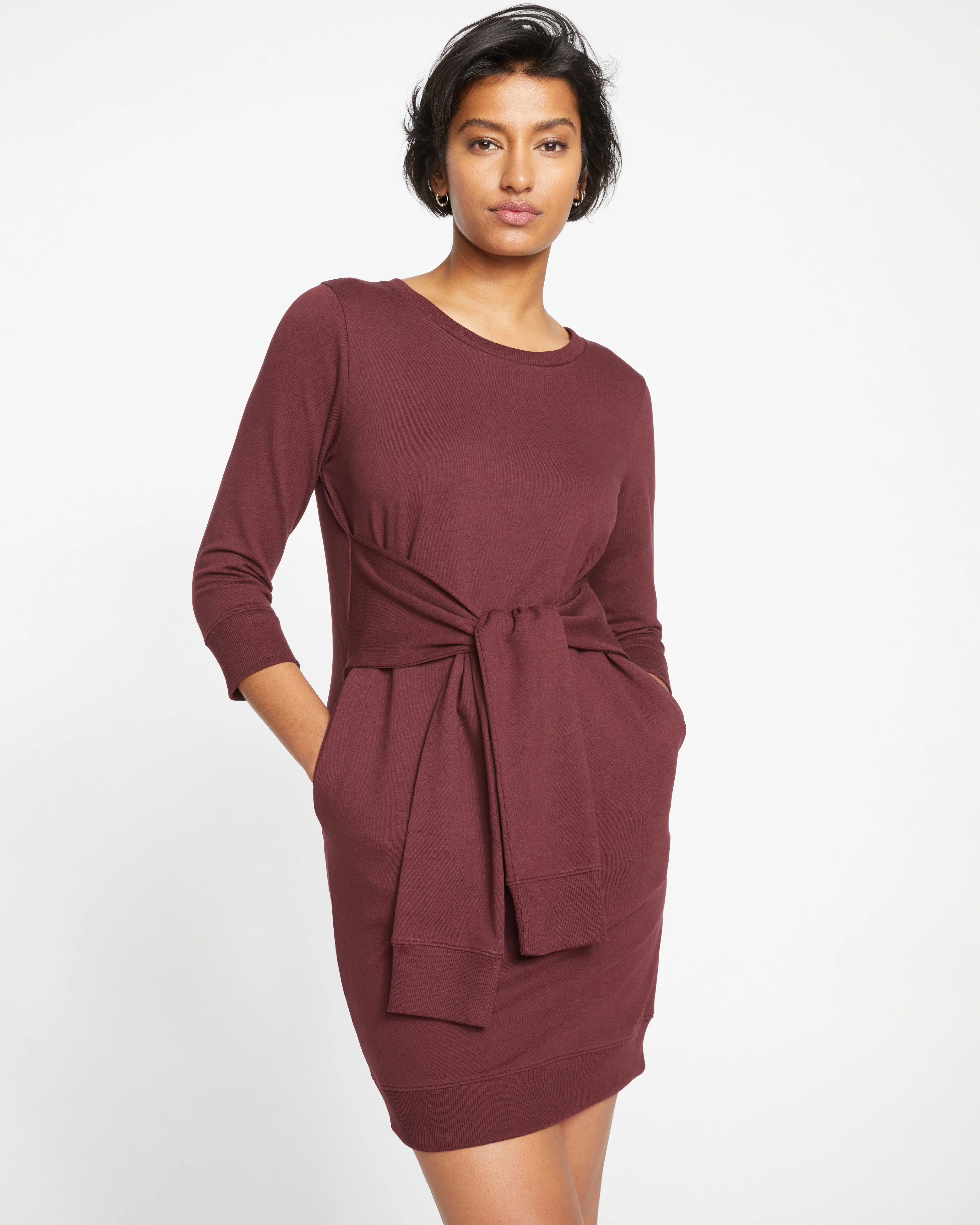 Misa Tie Sweatshirt Dress - Black Cherry - Image 2