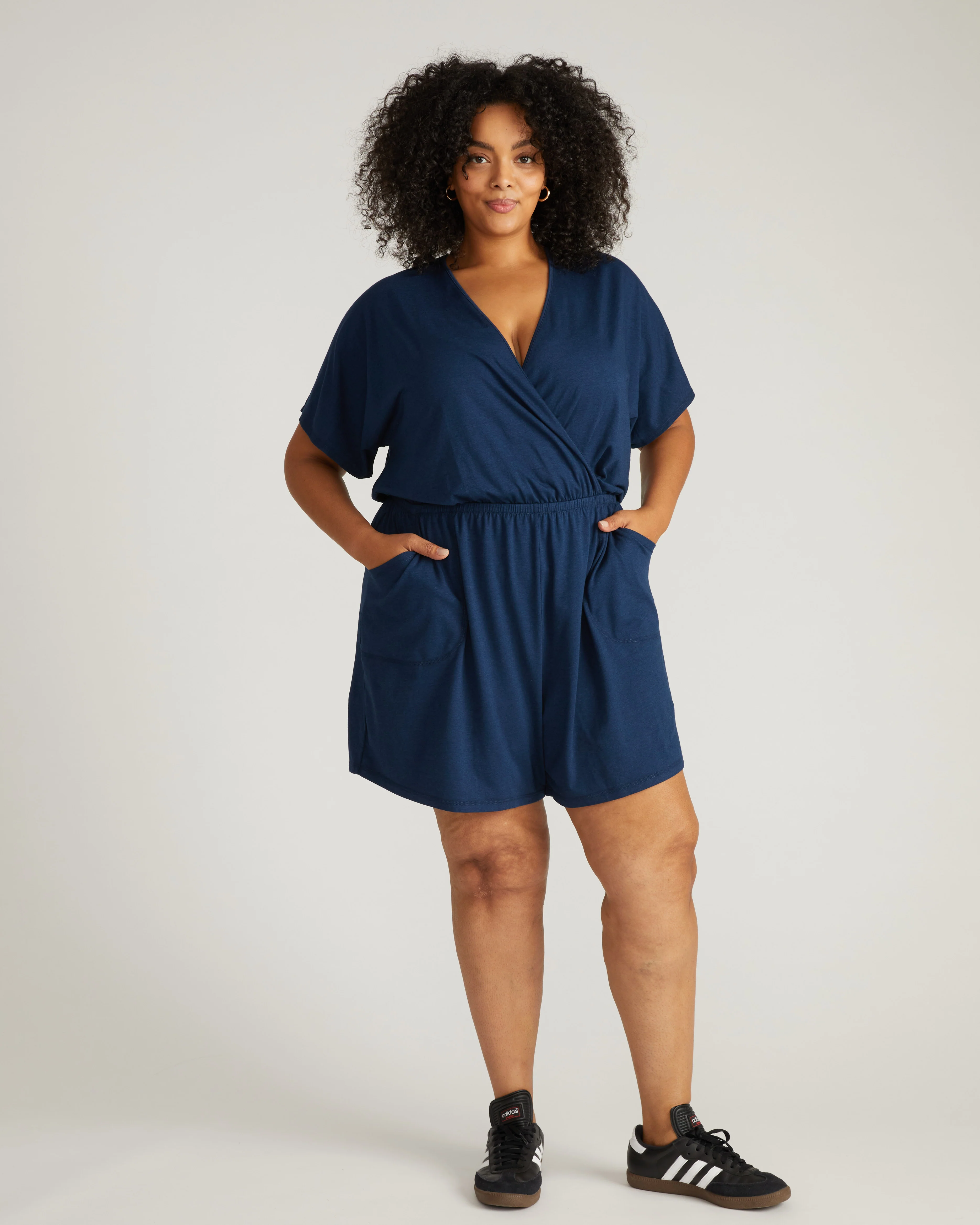 Nora Cross Front Romper - Pageant Blue