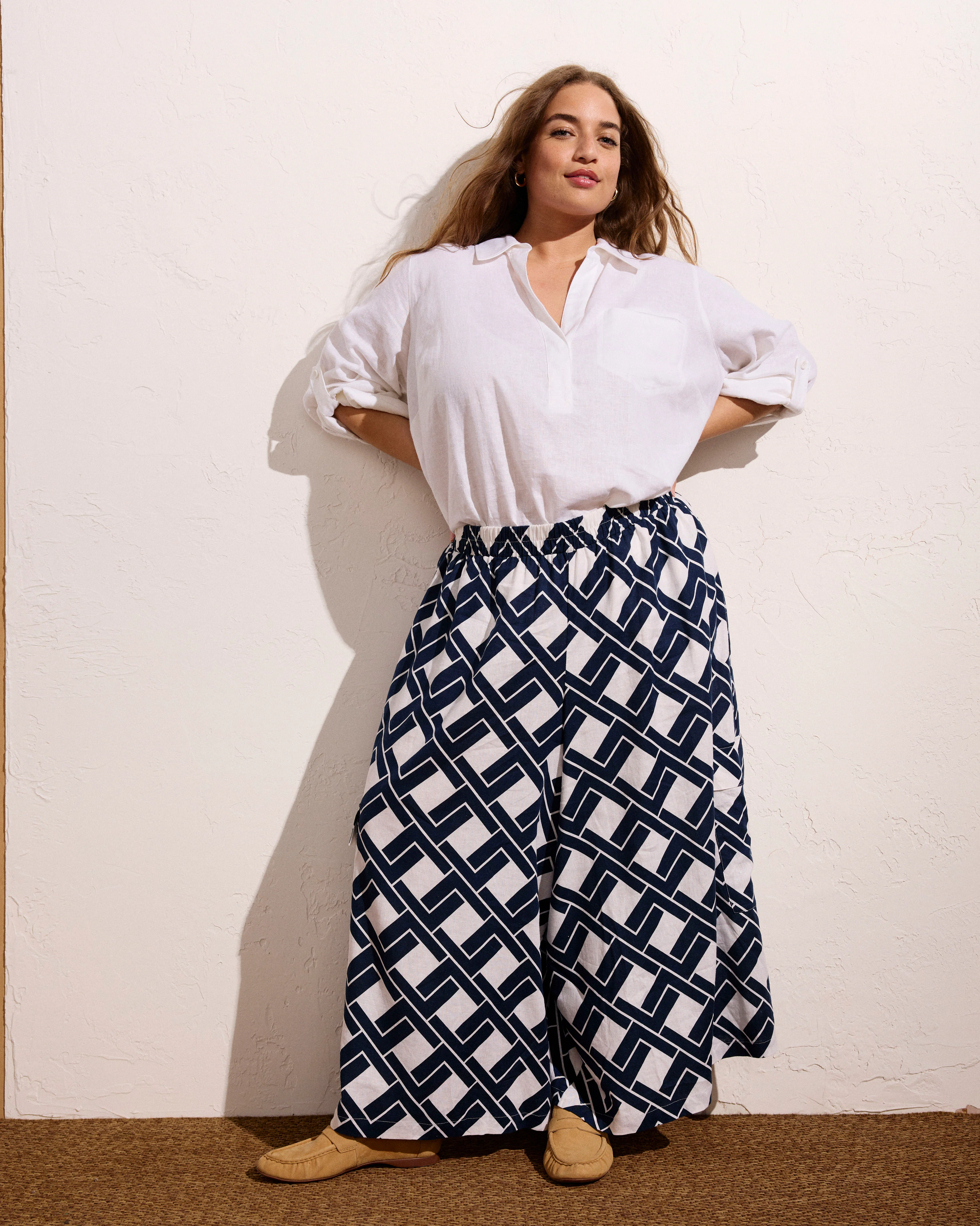 Palazzo Cargo Linen Pant - Geometrica Print
