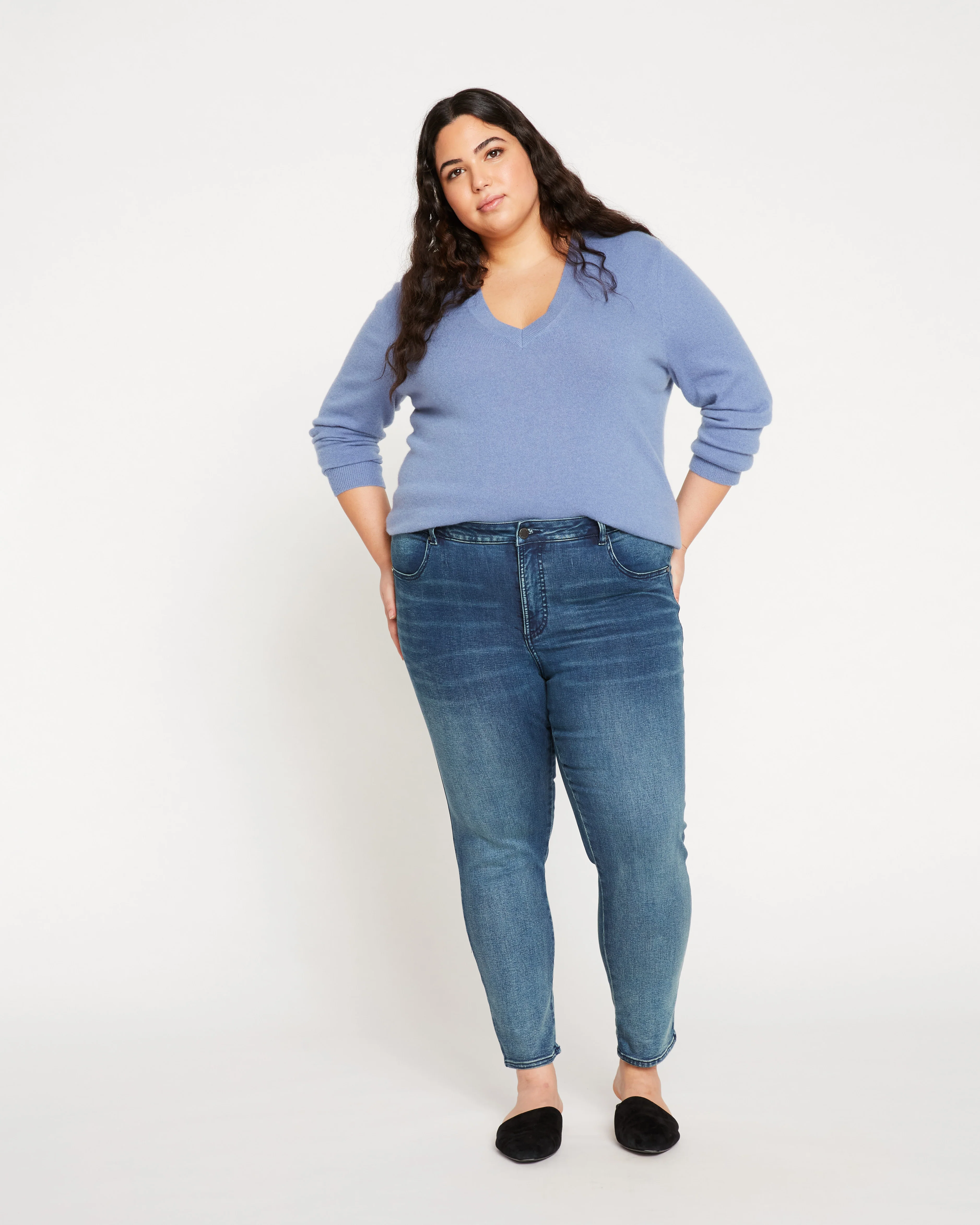 Seine Mid Rise Skinny Jeans 27 Inch - Distressed Blue