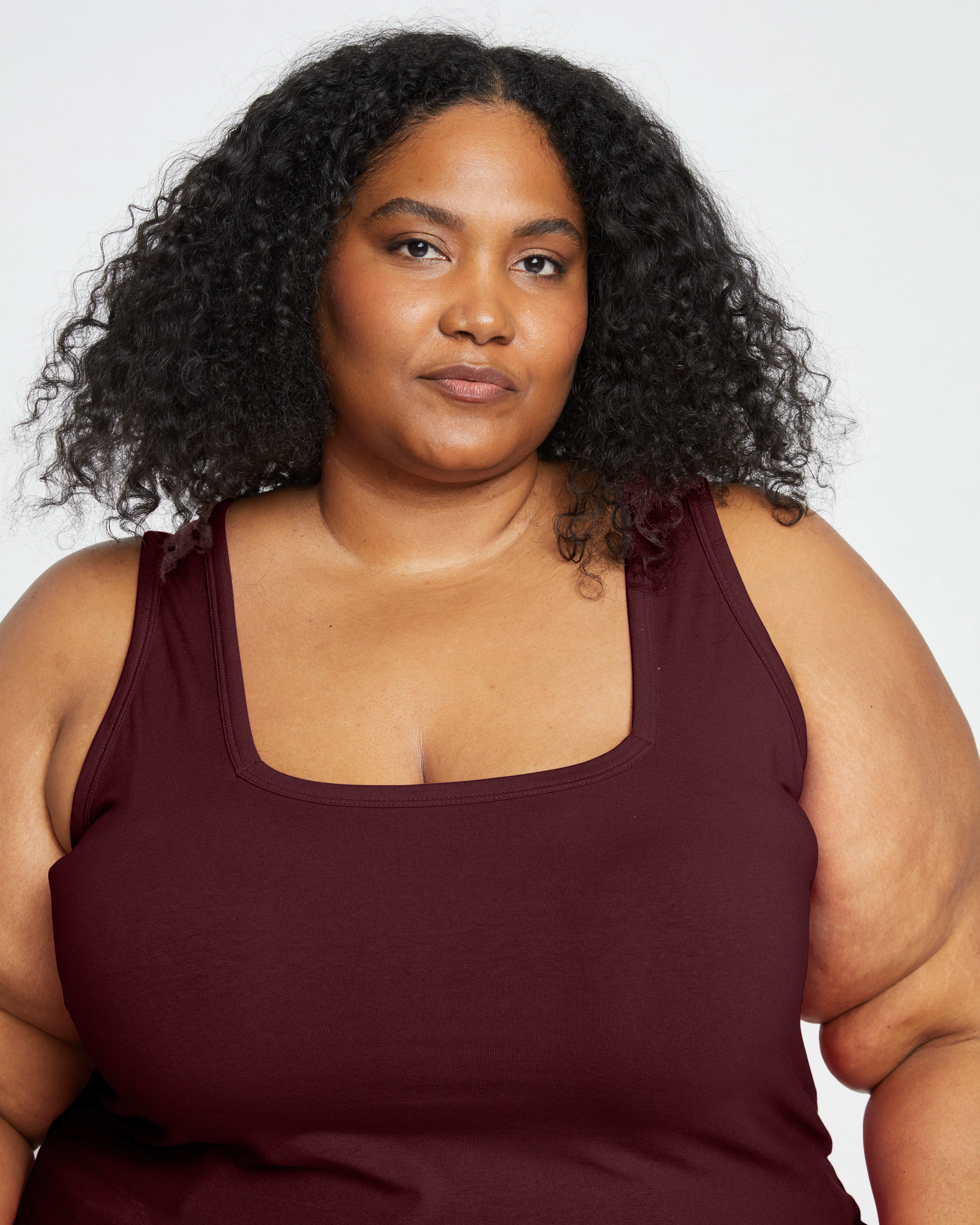 Square Neck Tank Top - Black Cherry