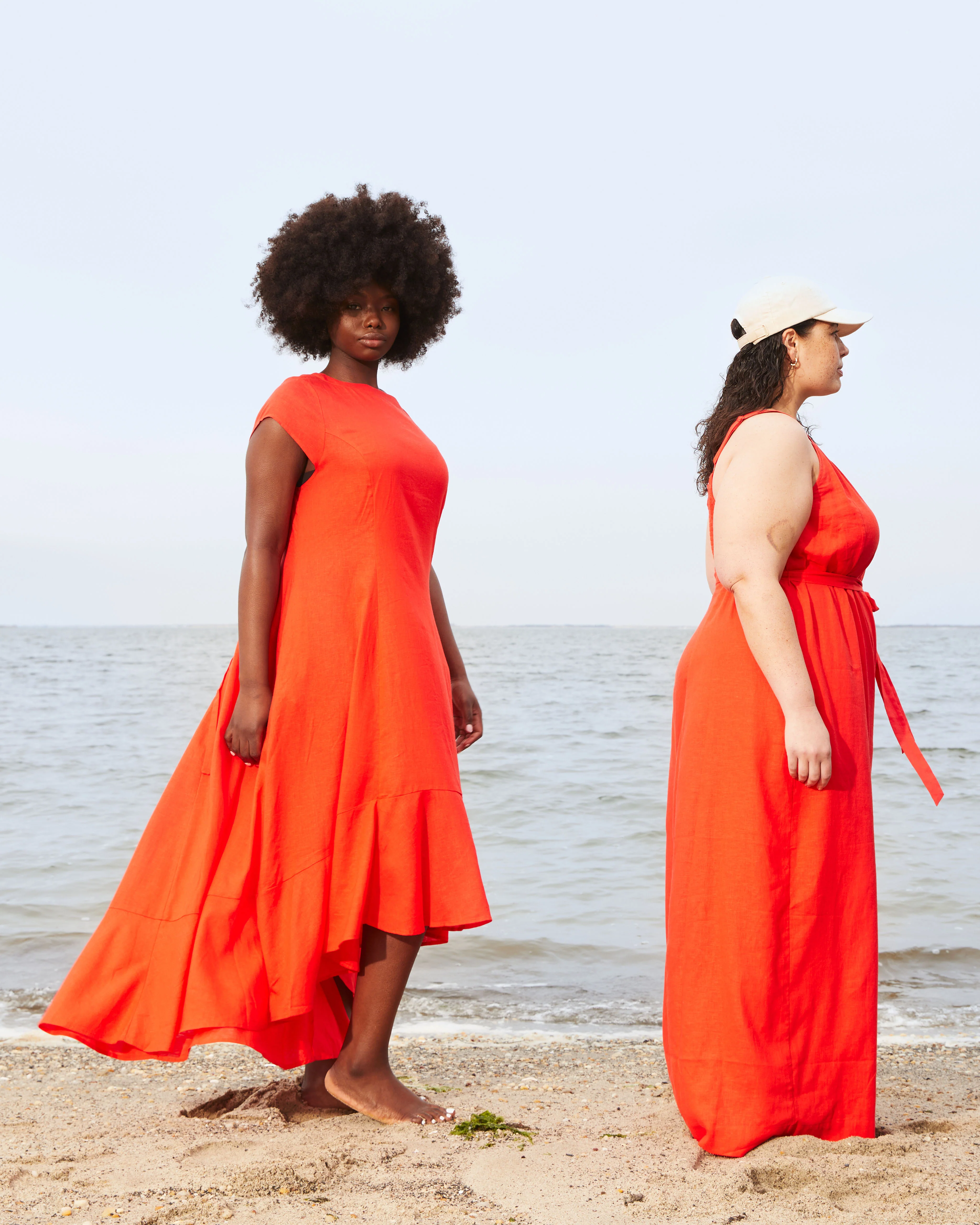 Sunset Linen Flounce Dress - Shoreline Sunset